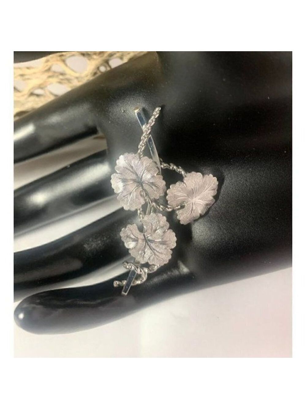 Vintage 40s Van Dell Sterling Silver Leaf Brooch